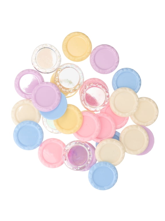 30pcs Mini round Disc Ornaments , Colorful Plastic Resin DIY Charms