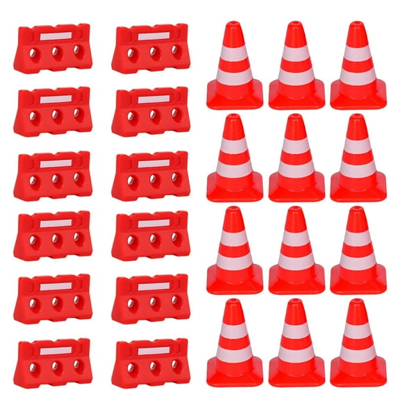 Amosfun Red Plastic Simulation Roadblocks Toys for Kids Educational Traffic Cones Role Play Set 10 Pieces