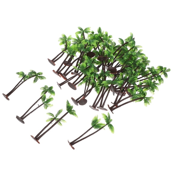 Amosfun 36pcs Mini Palm Tree Figurines Plastic Realistic Shape for Micro Landscape Ornaments
