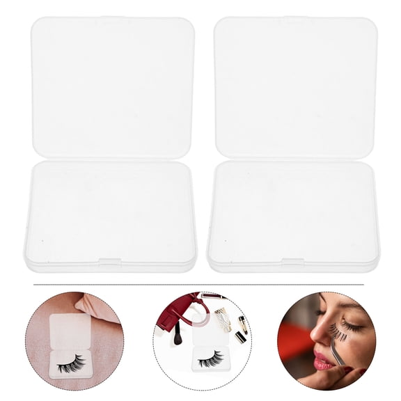 Amosfun 3Pcs Clear Plastic False Eyelash Storage Containers with Lid for Travel