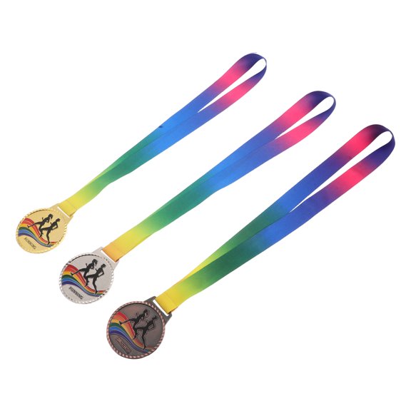 Amosfun 3Pcs Custom Engraved Running Medal Set Assorted Color for Marathon and Track Award Display