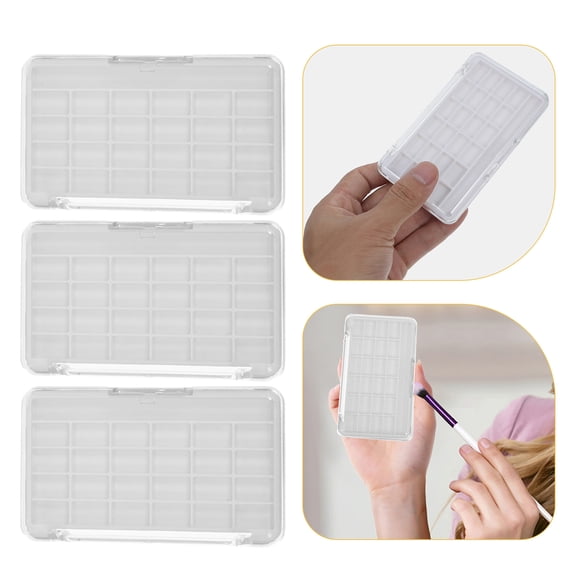 Amosfun 3-Pack Transparent Empty Eyeshadow Palette with 24 Grid Plastic Makeup Organizer for Travel and Storage