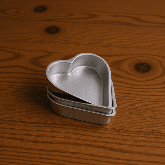 Amosfun Plated Silver Heart Pudding Molds High Carbon Steel Easy Release 3Pcs