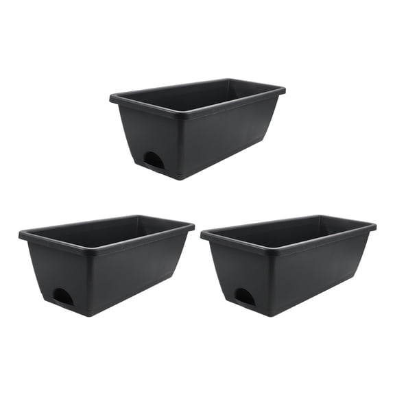 Amosfun Set of 3 Outdoor Rectangular Resin Planter Boxes with Drainage Holes for Window and Garden Flowers