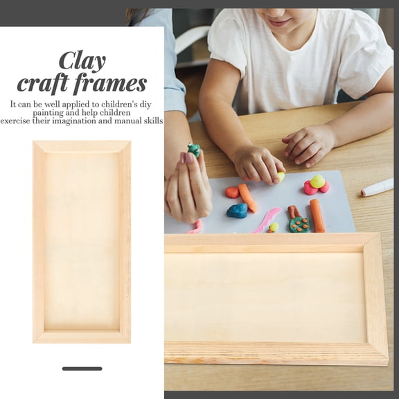 Amosfun 3Pcs Khaki DIY Wooden Frames for Clay Painting Craft and Decorative Art Projects