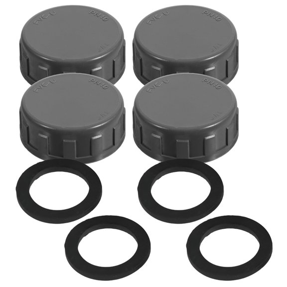Amosfun Threaded PVC Pipe Caps Grey Sturdy Material for Reliable Connections 4Sets