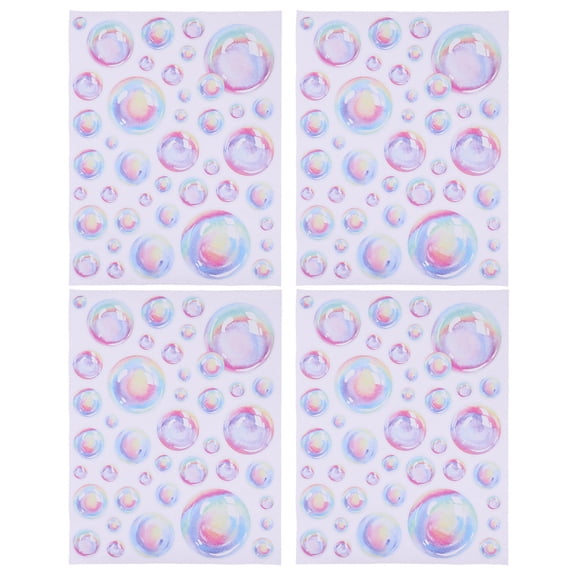 Amosfun 4 Sheets Cartoon Bubbles Sticker PVC Decorative Ocean Theme Design for Living Room