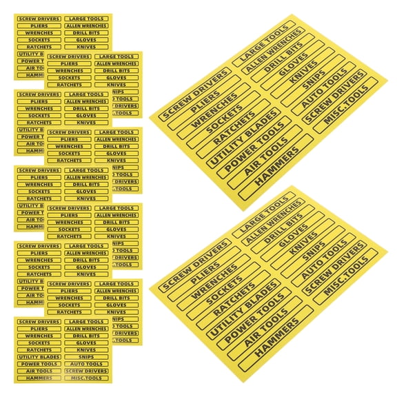 Amosfun 40Pcs Easy Read Tool Box Labels Yellow with Icons for Socket Wrench and Hardware Organization