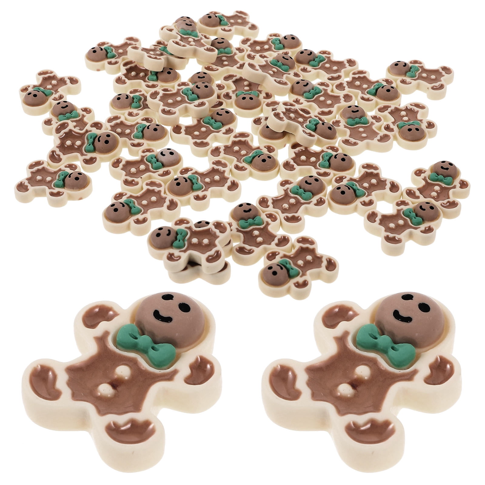 Amosfun 40pcs Gingerbread Man Craft Assorted Color Resin for Relatives
