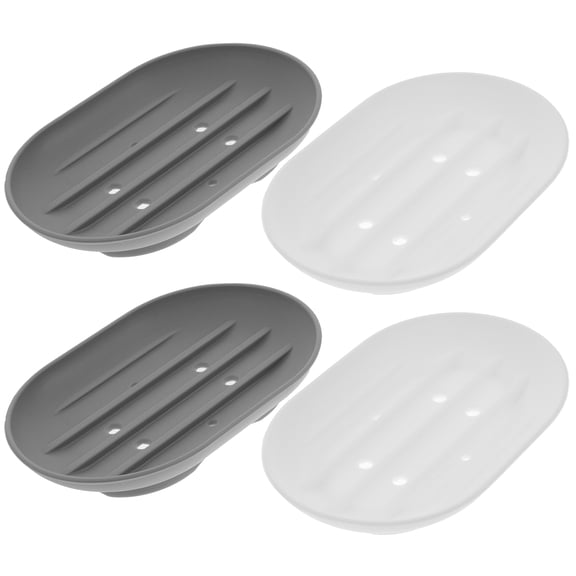 Amosfun 4Pcs Anti Slip Silicone Soap Holder with Waterfall Drain for Home Bathroom Shower Use