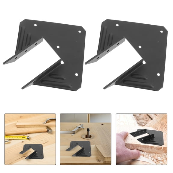 Amosfun 4Pcs Black Metal Pergola Brackets for Wood Post Enhancing Stability for Outdoor Structures
