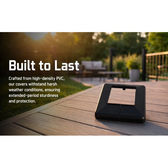 Amosfun 4Pcs Black PVC Post Base Covers for Deck Railings Fence Post Skirts Decorative Trim