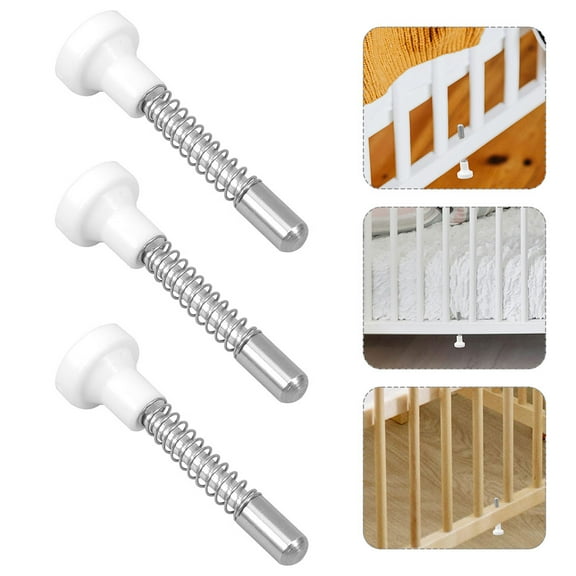 Amosfun 4Pcs Adjustable Plunger Latch Iron Safety Protection For Crib Bed