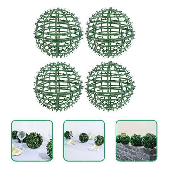 Amosfun 4Pcs Green Boxwood Topiary Frame Round Decorative Item for Home Decor