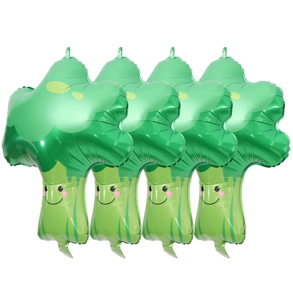 Amosfun 4Pcs Green Broccoli Aluminum Foil Balloons Vegetable Theme Party Decoration