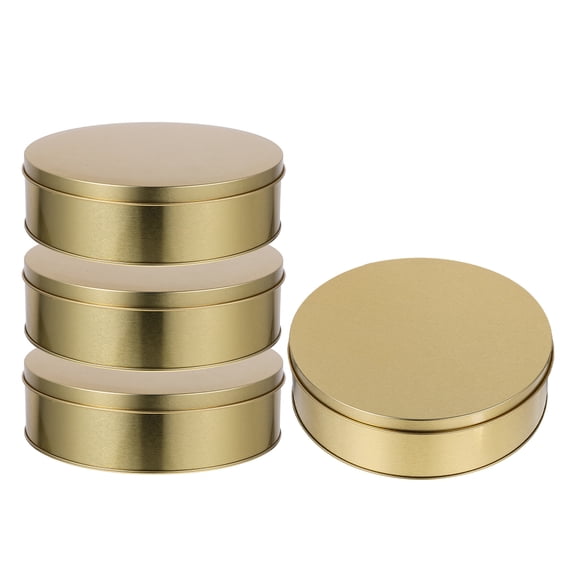 Amosfun 4Pcs Holiday Cookie Tins With Lids Golden Tinplate Storage For Family
