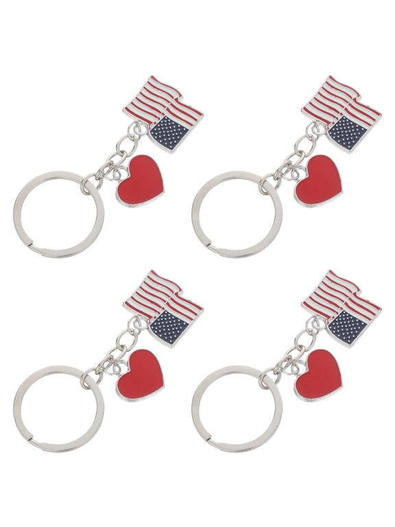 4-Pack USA Flag Keychains Lightweight Independence Day Party Favors with Bright, Vivid Colors for Celebration