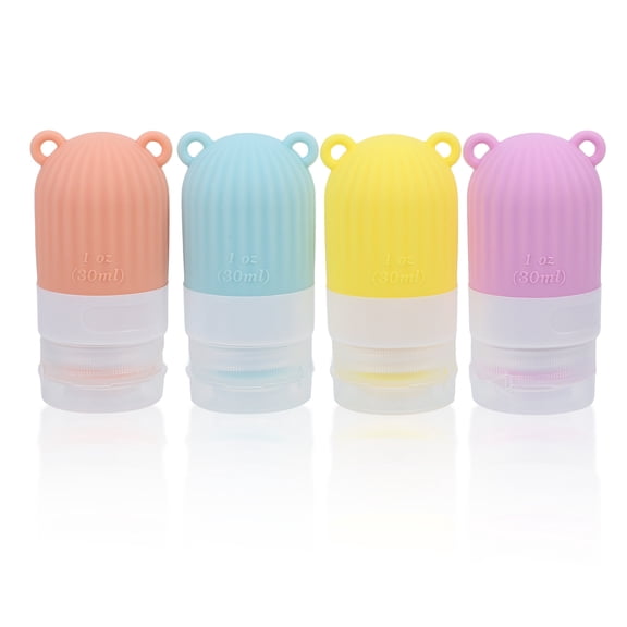 Amosfun 4Pcs Lightweight Silicone Travel Cream Jars Leakproof Cosmetic Containers for Skincare