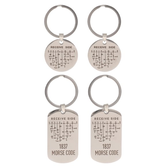 Amosfun Portable Morse Code Keychain Stainless Steel Double Sided Engraved for Signal Hobbyists