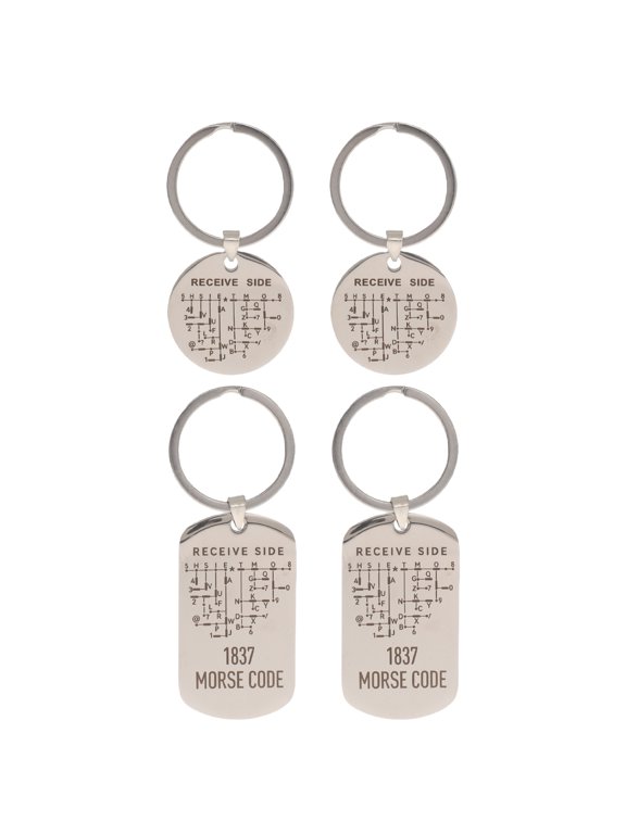 Portable Morse Code Keychain Stainless Steel Double Sided Engraved for Signal Hobbyists
