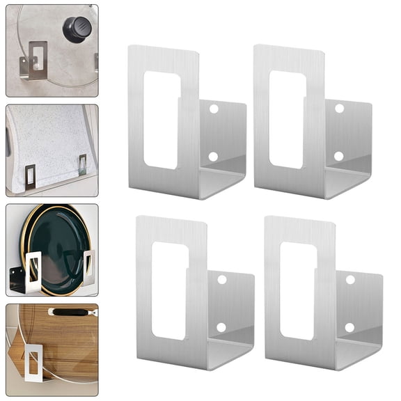 Amosfun 4-Piece Stainless Steel Kitchen Wall Mount Rack for Pot Lids and Cutting Boards, Space-Saving Storage Organizer