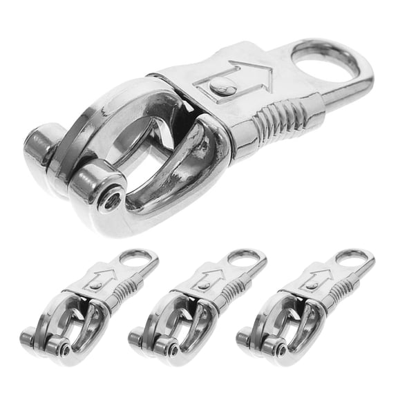 Amosfun 4Pcs Quick Release Snap Hook Plated Silver Metal Swivel Clip for Outdoor Sports Accessories