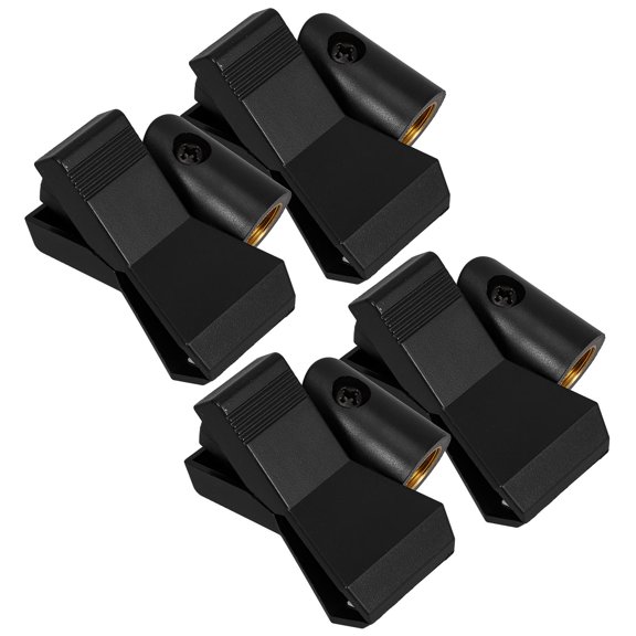 Amosfun 4Pcs Reusable Black Mic Clip Holder with Adjustable Angle for Optimal Sound Capture