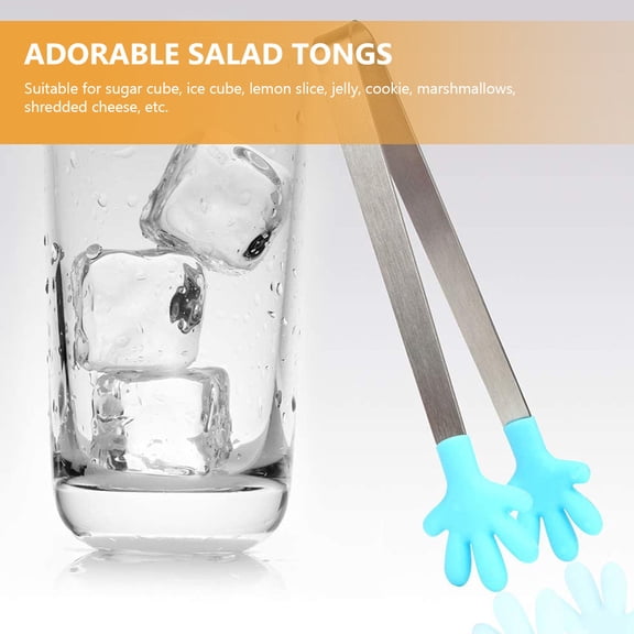 Amosfun Stainless Steel Edges Silicone Tongs Assorted Color Multi-Function Kitchen Serving 4Pcs