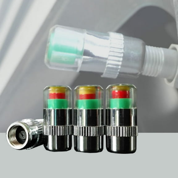 Amosfun 4Pcs Tire Pressure Monitor Cap Multi Round Car Tire Pressure Indicator for Tire Maintenance