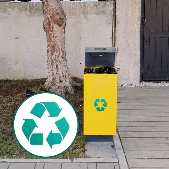 Amosfun 4Pcs Trash Bin Labels Green Recycle Stickers for Proper Waste Sorting and Disposal