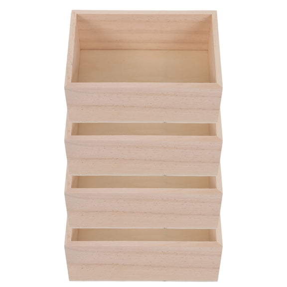 Amosfun 4-Pack Unpainted Rustic Wood Storage Boxes Light for Crafts, Home Decor, and Display