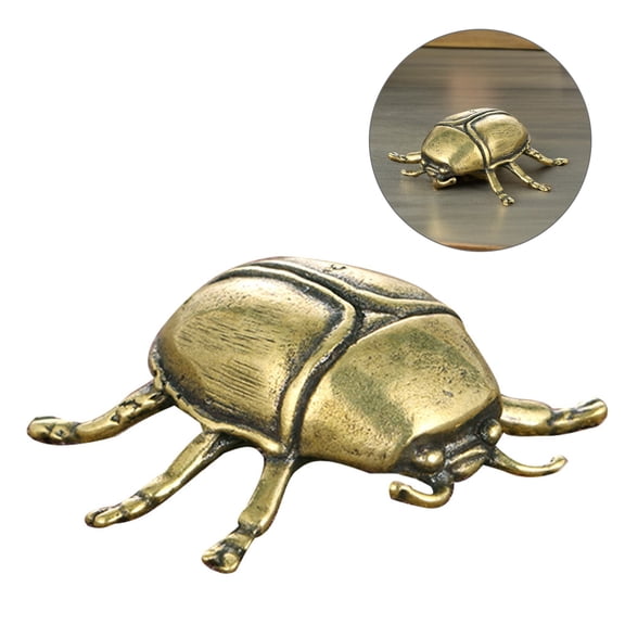 Amosfun Set of 4 Vintage Brass Beetle Statues for Garden Decor with Steampunk Design and Retro Insect Appeal