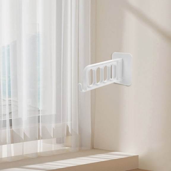 Amosfun White Foldable Wall-Mounted Clothes Drying Rack, Plastic, No Drilling Needed, Space-Saving, Ideal for Balcony, Set of 4
