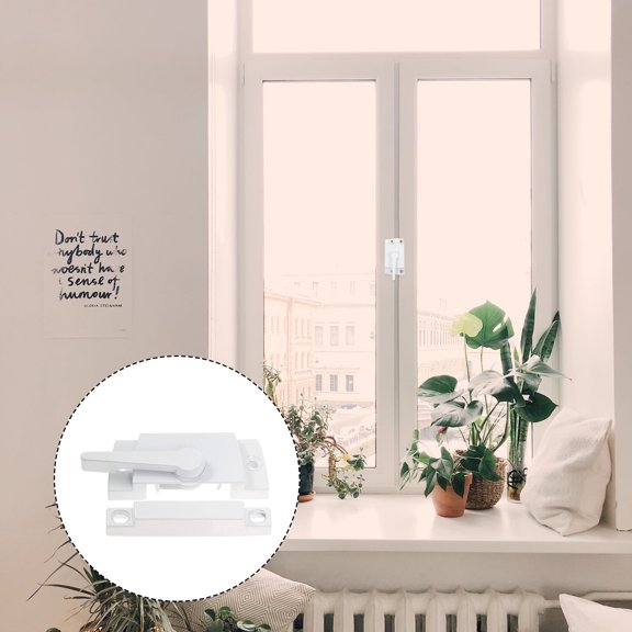 Amosfun 4Pcs White Sturdy Window Locks for Vinyl Sliding Windows Safety and Privacy