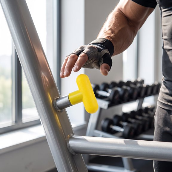 Amosfun 4Pcs Yellow Rotating Grip Handles for Gym Equipment with Ergonomic Hand Comfort