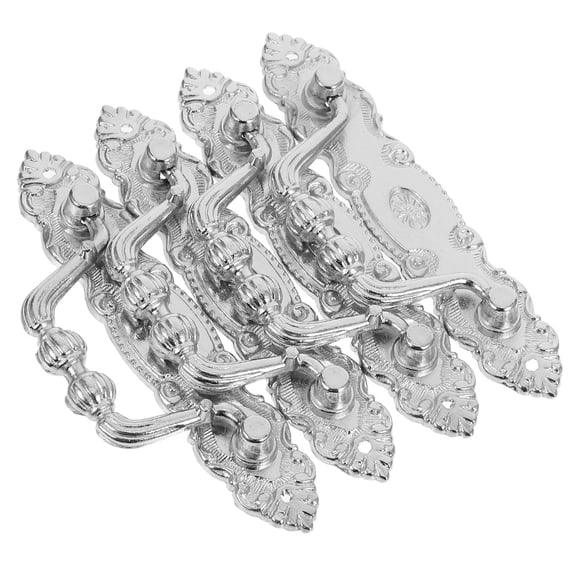 Amosfun 4Pcs Zinc Alloy Plated Silver Drawer Pull Handles Vintage Classic Design for Cabinets