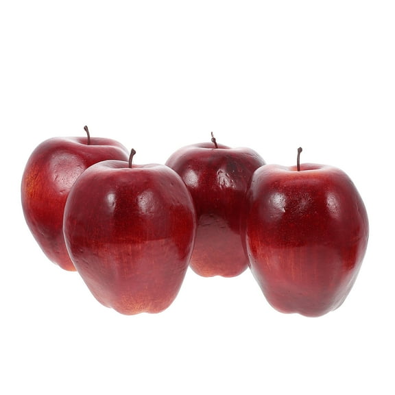 Amosfun Set of 4 Bright Red Artificial Fruit Decorations for Home, Kitchen, Restaurant Display and Party Props