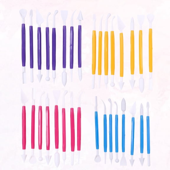 Amosfun 4Sets Pottery Engraving Cutter Set Blue Polymer Clay Graver Sculpting Trimming Tool Durable Eco Friendly