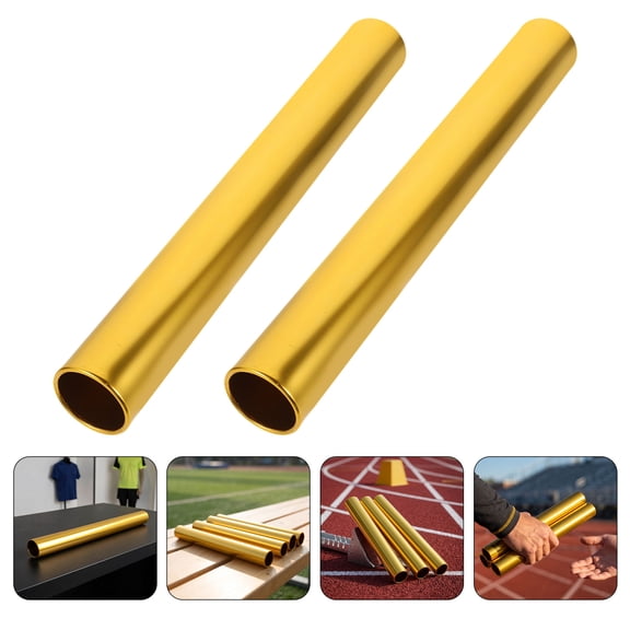 Amosfun 4pcs Aluminum Relay Baton for Track Races, Lightweight Golden Alloy