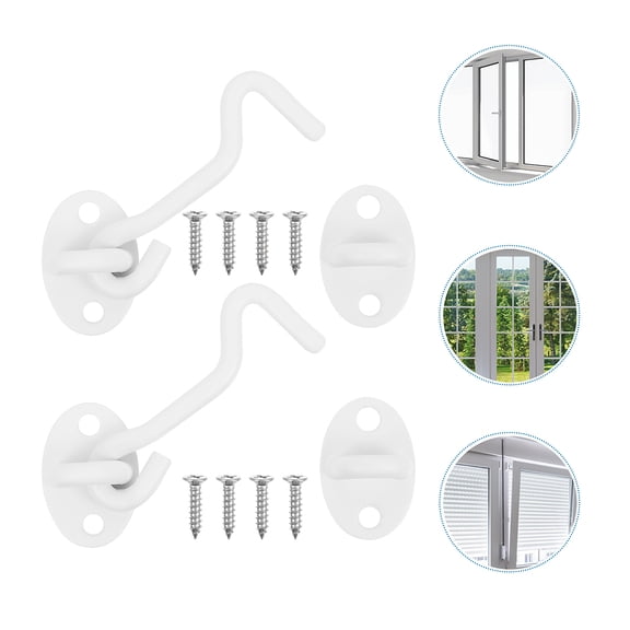 Amosfun 4-Pack Stainless Steel Door Latch Hooks, White Finish, Simple Design for Cabinets and Home Use