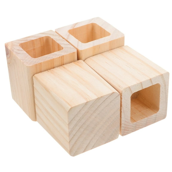 Amosfun 4pcs Furniture Leg Extenders for Storage Wood Khaki Square