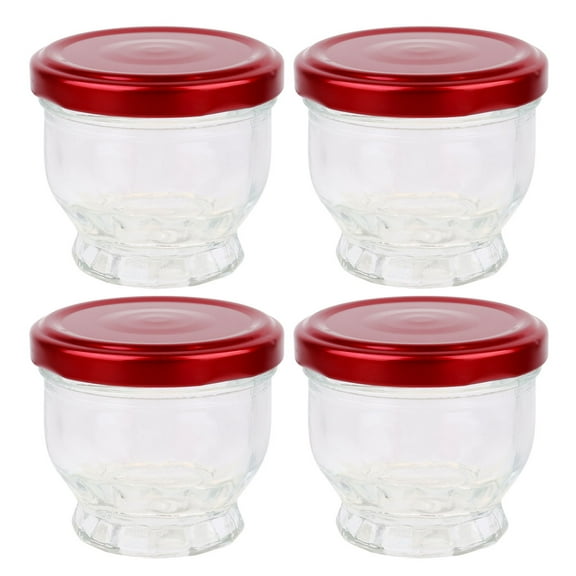 FONDOTIN Heat Resistant Glass Bottles 4Pcs Red for Home Use and Table Setting 6.4x4.4in