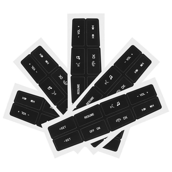 Amosfun 5-Pack Black Steering Wheel Button Repair Stickers PVC for Car Interior Control Panel