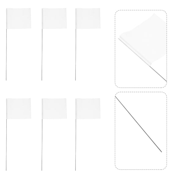 Amosfun Boundary Flags White Steel Wire PVC for Garden and Lawn 50Pcs