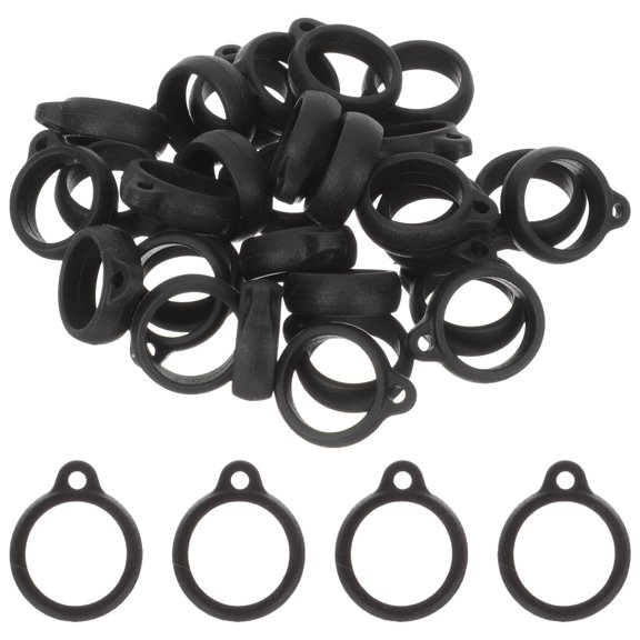 Amosfun 50Pcs Anti Lost Lanyard Circular Silicone Ring Black For Daily Use Camera Back to School