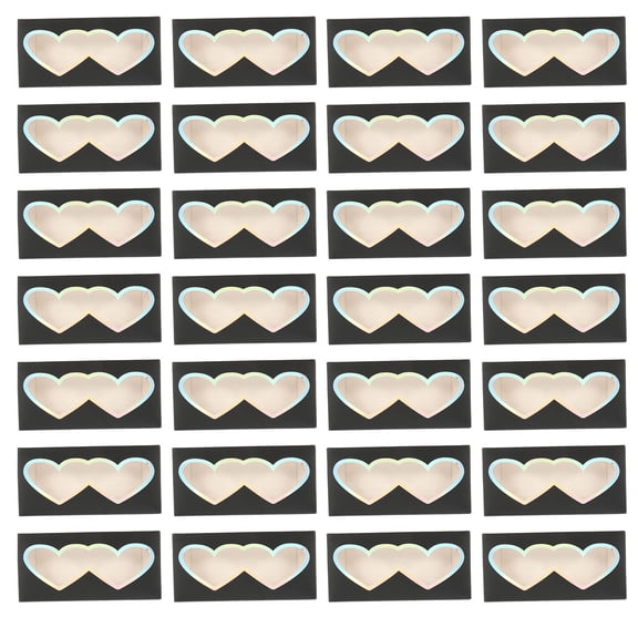 Amosfun 50Pcs Black False Eyelash Organizer Box Paper Lash Holder with Clear Cover for Lash Storage