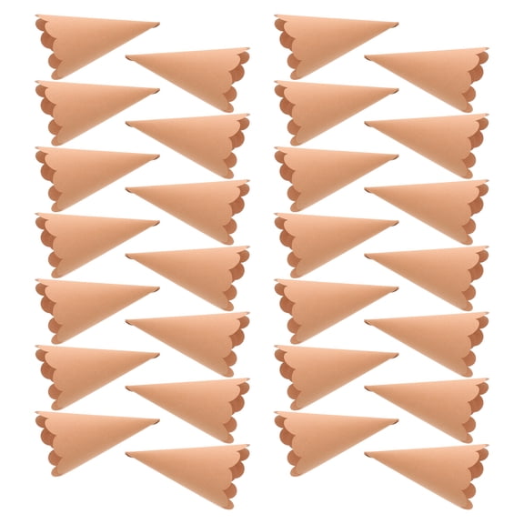 Amosfun 50Pcs Party Confetti Paper Cones Brown Wedding Favor Cone for Flower Petal Toss