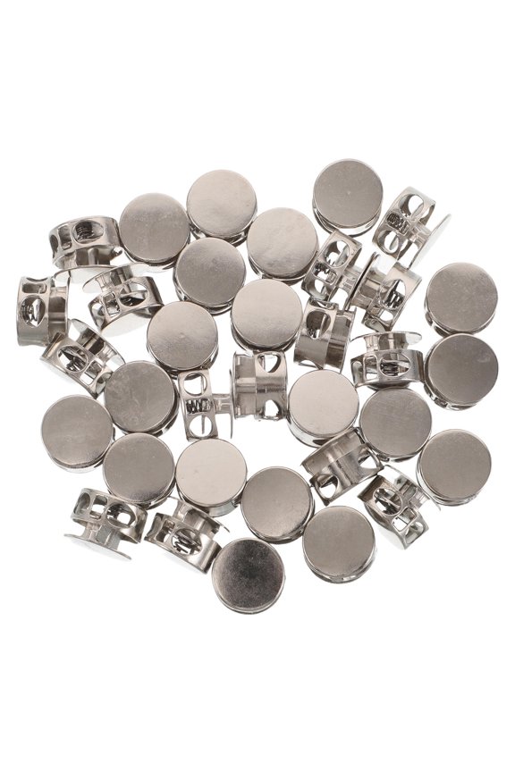 50Pcs Plated Silver Double Hole Cord Lock Spring Loaded Toggle for Hoodies Sweatpants