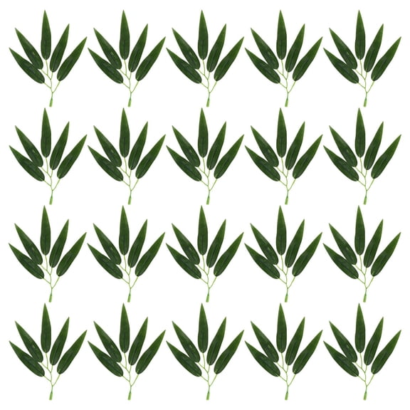 Amosfun 50 Pieces Artificial Green Leaves for Home, Office, Party and Wedding Decor, Faux Foliage Decoration