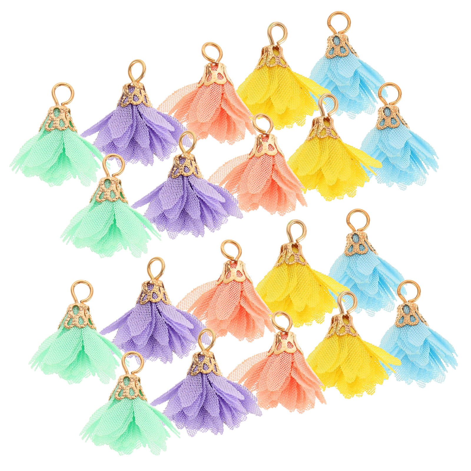 Amosfun 50pcs Flower Embellishments for Crafts Light Blue Iron DIY ...